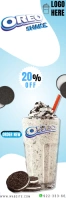 White Oreo Milk Shake Flyer  Banner 2' × 6' template
