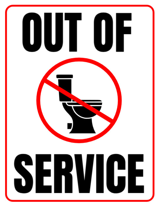 White Out Of Service Toilet Sign Flyer (us Letter) Template | PosterMyWall