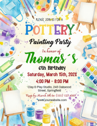 White Paint Birthday Party Flyer (us Letter) template