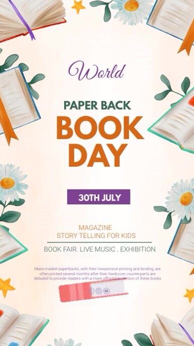 White Paper Back Book Day Instagram Reel template
