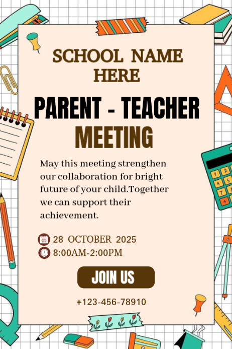 White Parent Teacher Meeting Poster Template | PosterMyWall
