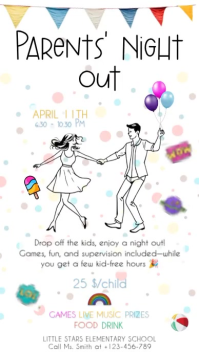 White Parents' Night Out Event Flyer Ad Animated Instagram Story template
