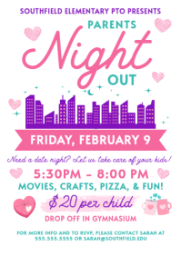 白色 Parents Night Out Event A4 Template