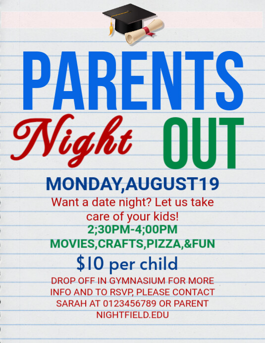 White  Parents Night Out Flyer (us Letter) template