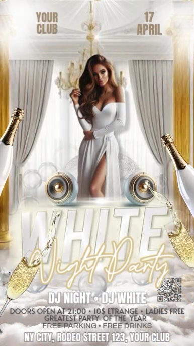 White Party Digital Display (9:16) template