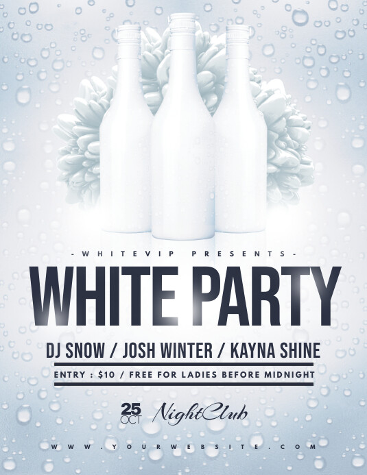 All White Party Flyer Templates