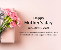 White Pastel 12 May Happy Mother's Day Large Rectangle template