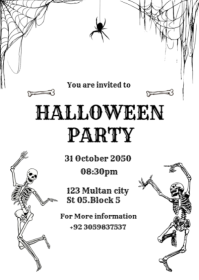 White Pastel 31 October Halloween Night Party A6 template