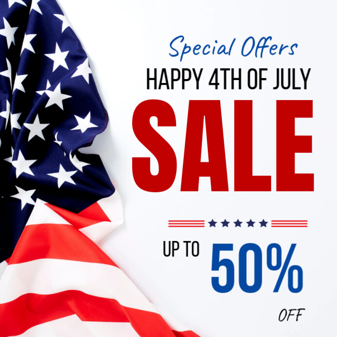 White Pastel 4th Of July Sale Instagram Post template