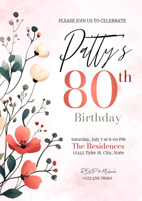White Pastel Adult Birthday Template A4