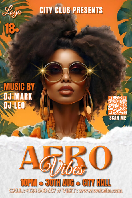White Pastel Afro Vibes Poster Plakkaat template