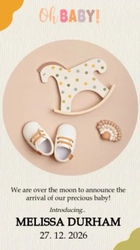 White Pastel Baby Announcement  Tiktok Video template