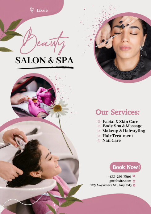 White Pastel Beauty Salon & Spa A4 template