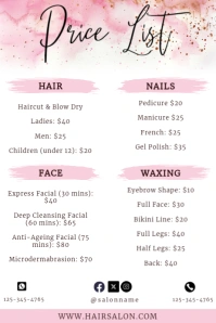 White Pastel Beauty Salon Price List Poster template