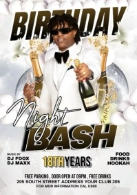 White Pastel Birthday Bash Night  A4 template