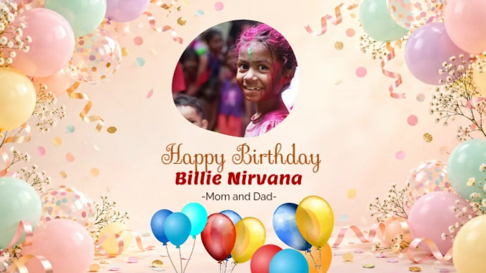 White Pastel Birthday Celebration Poster Digital Display Video Template ...