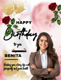 White Pastel Birthday Design  Flyer (us Letter) template