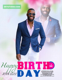 White Pastel Birthday  Flyer (us Letter) template