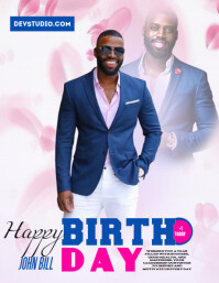 White Pastel Birthday  Flyer (us Letter) template