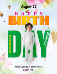 White Pastel Birthday  Flyer (us Letter) template