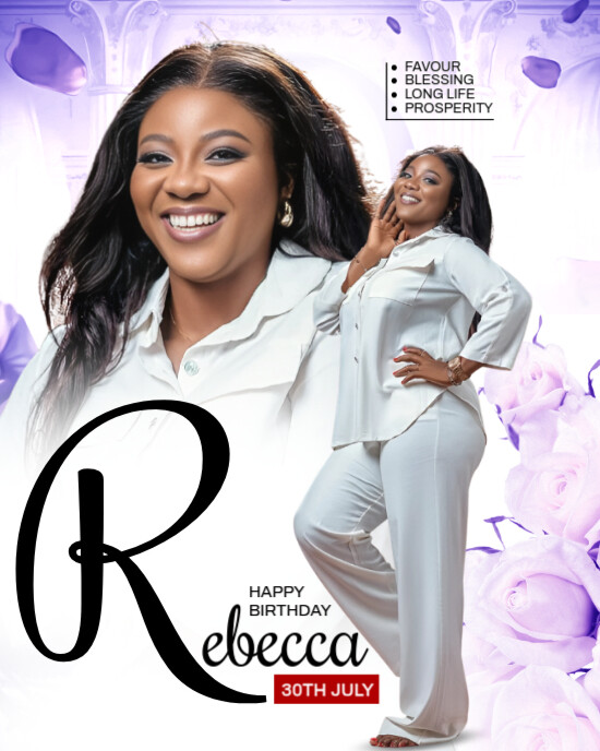 White Pastel  Birthday Flyer Instagram Portrait template