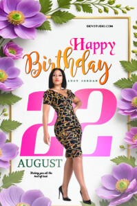 White Pastel Birthday Poster Plakkaat template