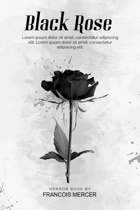 White Pastel Black Rose And Romance Book Cover  Poster Cartaz template
