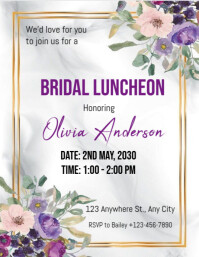 White Pastel Bridal Shower,bridal Luncheon Invitation Flyer (us Letter) template