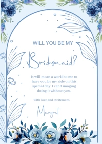 White Pastel Bridesmaid  A4 template