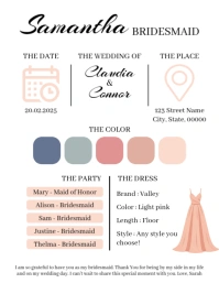 White Pastel Bridesmaids Information Flyer (us Letter) template