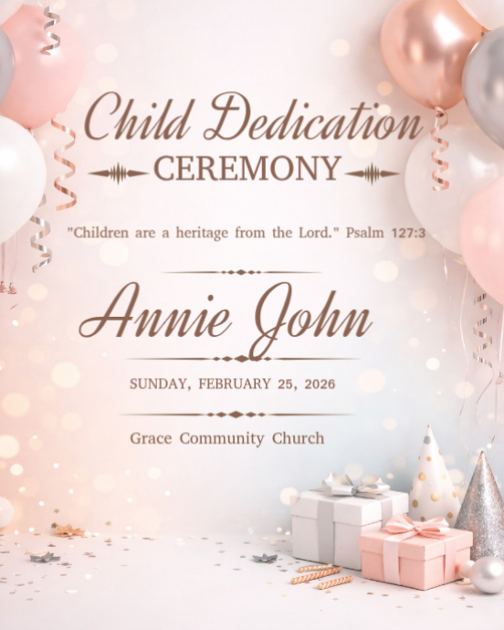 White Pastel Child Dedication Ceremony Instagram Portrait Template ...