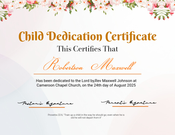 Child Dedication Lettering Copy of White Pastel Child Dedication Certificate Flyer (us Letter ...