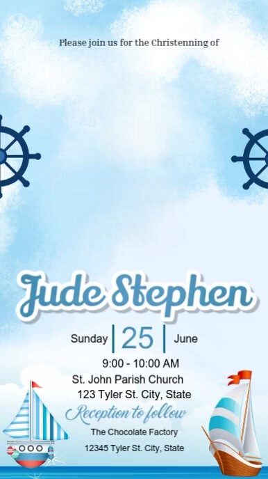 White Pastel Christening Invitations Instagram Reel template