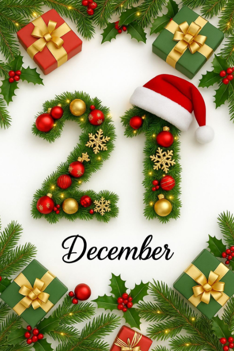 White Pastel Christmas Countdown December 21 Poster Template | PosterMyWall