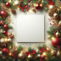 White Pastel Christmas Ornaments Background  Instagram Post Iphosti le-Instagram template