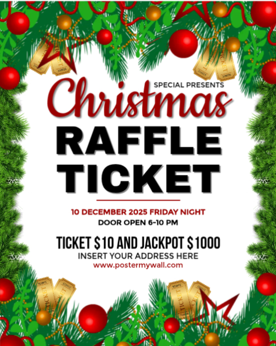Copy of White Pastel Christmas Raffle Ticket Contest Instagram Portrait ...