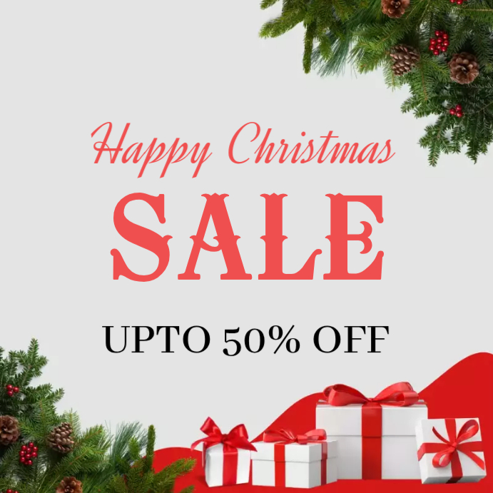 White Pastel Christmas Sale 50% Off Instagram Post Template | PosterMyWall