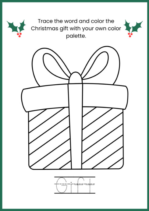 White Pastel Christmas Worksheets For Kids A4 template