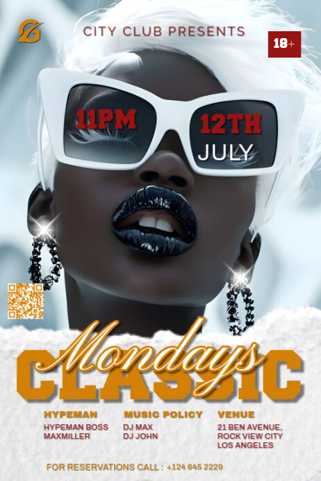 White Pastel Classic Monday Party Poster Cartaz template