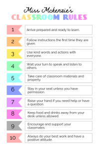 White Pastel Classroom Rules Poster template