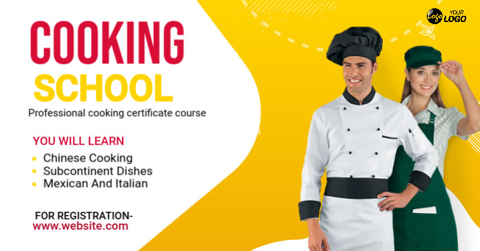 White Pastel Cooking Training  Facebook Shared Image template