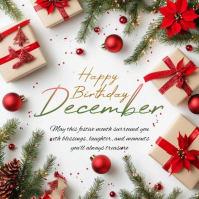 White Pastel December Birthday  Logo template