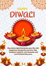 White Pastel Diwali Festival Celebration Template  A4