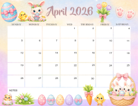 White Pastel Easter Calendar Flyer Folheto (US Letter) template