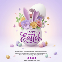 White Pastel Easter Celebration Square Vierkant (1:1) template