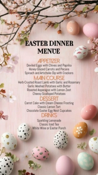 White Pastel Easter Dinner Menu Design Templates  Digital Display (9:16)