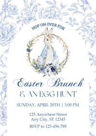 White Pastel Easter Egg Brunch Invitation A5 template