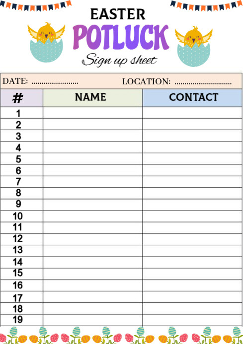 Spring Potluck Sign-up Flyers Template | PosterMyWall