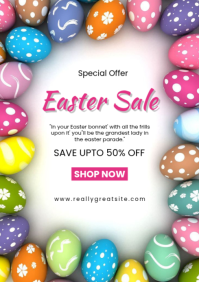 White Pastel Easter Sale A4 template