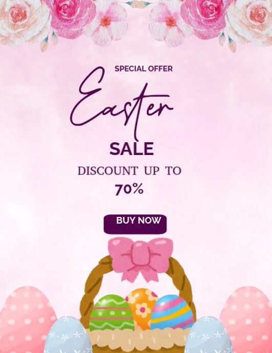 White Pastel Easter Sale Templates  Flyer (us Letter) 传单(美国信函)